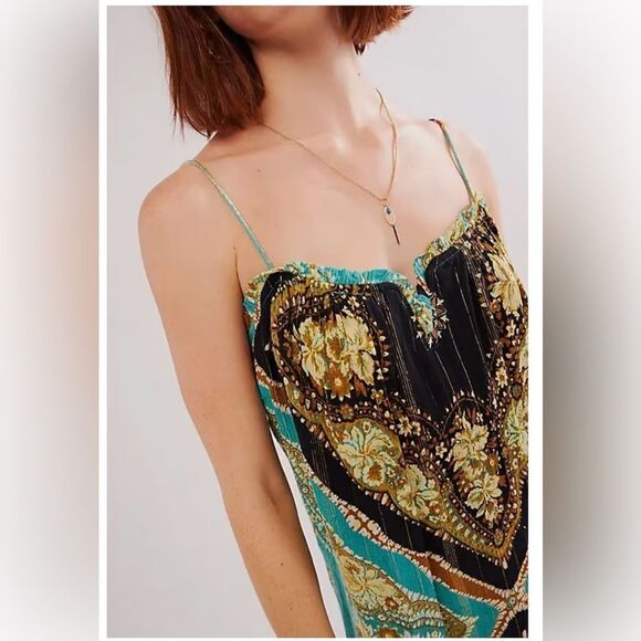 Free People Mojave Mermaid  Metallic Maxi Slip Dress Size Médium  Latigo Bay NWT - Picture 4 of 17